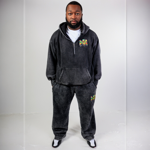 Black Acid Wash Quarter Zip